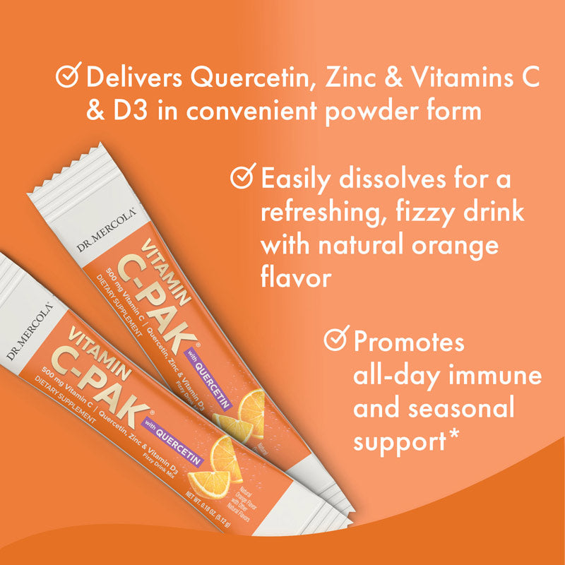 Vitamin C-PAK® with Quercetin Orange Flavor 30 Servings - Dr. Mercola - Healthspan Holistic