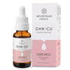 Neurogan Health GHK-Cu Copper Peptide serum bottle and applicator for face and neck skincare, shown side by side.