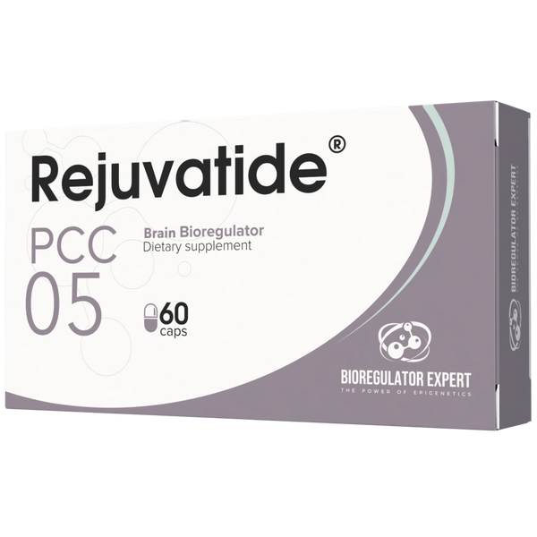 Front view of Integrative Peptides Brain Bioregulator capsules in a clear container, showing 60 capsules for cognitive support.
