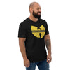 Black men's fitted cotton T-shirt by Healthspan Holistic featuring the 'Healthspan Clan' logo on the front right.