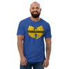 Royal blue men's fitted cotton T-shirt from Healthspan Holistic featuring the 'Healthspan Clan' logo on the front.